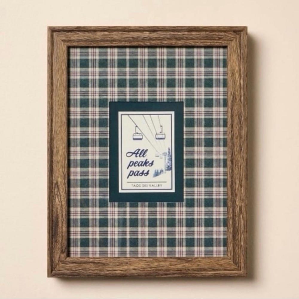8"x10" Holiday Plaid Matte Christmas Ski Framed Wall Art Hearth & Hand Magnolia